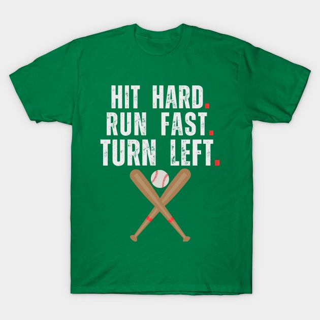 Baseball Player Hit Hard Run Fast Turn Left Funny VINTAGE T-Shirt by MetAliStor ⭐⭐⭐⭐⭐